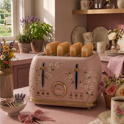 Pink 4-Slice Toaster – Cute Retro Kitchen Appliance for Aesthetic Home Decor