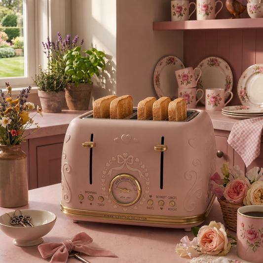 Pink 4-Slice Toaster – Cute Retro Kitchen Appliance for Aesthetic Home Decor