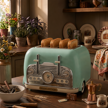 Vintage 4-Slice Toaster – Retro Car-Inspired Kitchen Appliance for Unique Kitchens