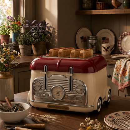 Vintage 4-Slice Toaster – Retro Car-Inspired Kitchen Appliance for Unique Kitchens