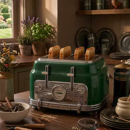 Vintage 4-Slice Toaster – Retro Car-Inspired Kitchen Appliance for Unique Kitchens
