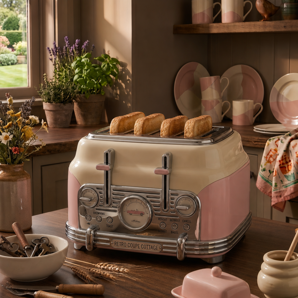 Vintage 4-Slice Toaster – Retro Car-Inspired Kitchen Appliance for Unique Kitchens