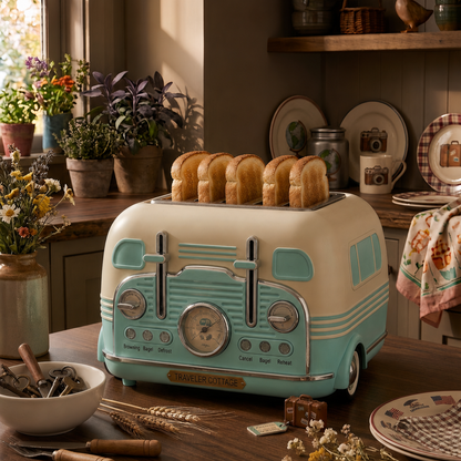 Vintage 4-Slice Toaster – Retro Car-Inspired Kitchen Appliance for Unique Kitchens