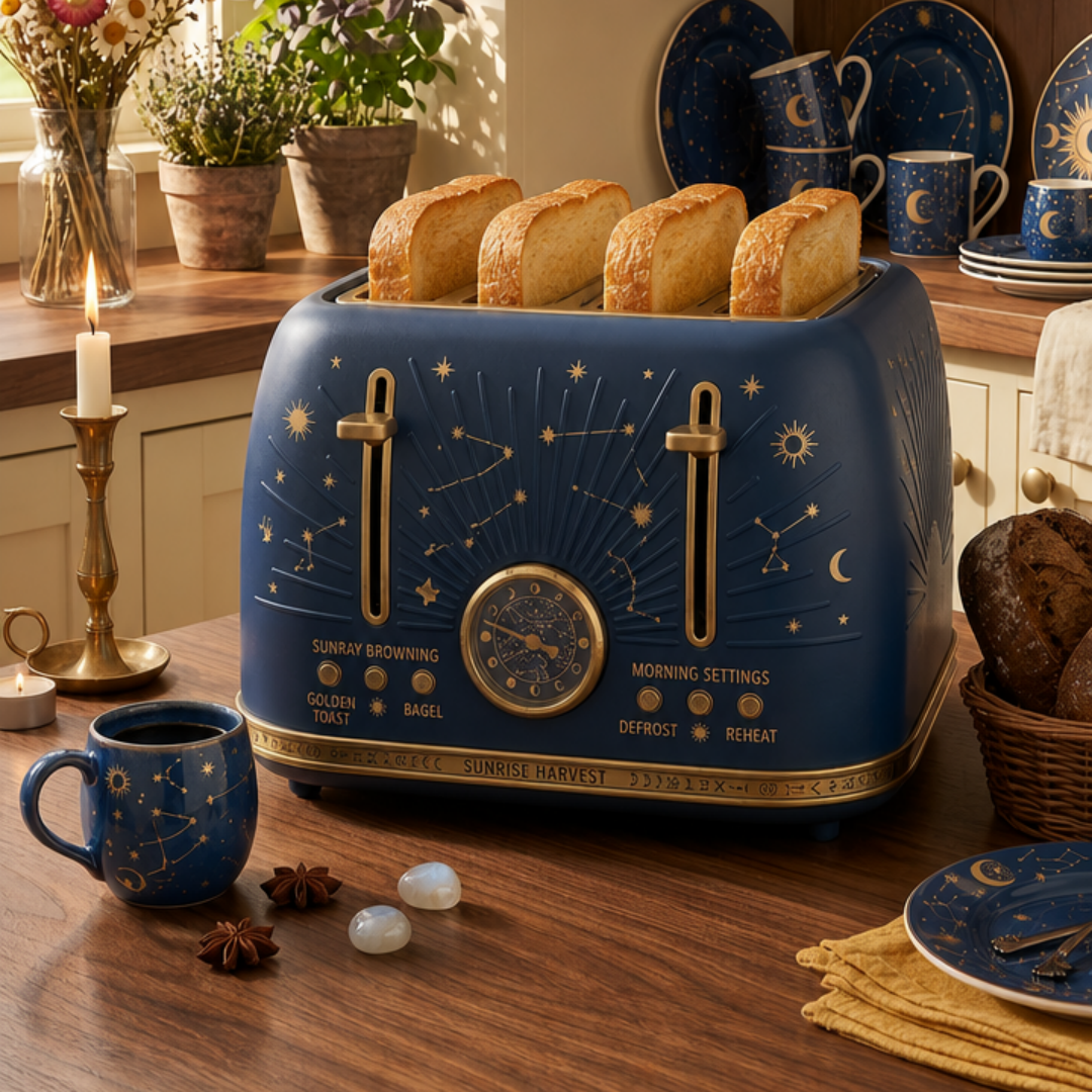 Celestial 4-Slice Toaster – Whimsical Moon & Star Kitchen Appliance for Dreamy Homes