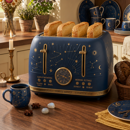 Celestial 4-Slice Toaster – Whimsical Moon & Star Kitchen Appliance for Dreamy Homes