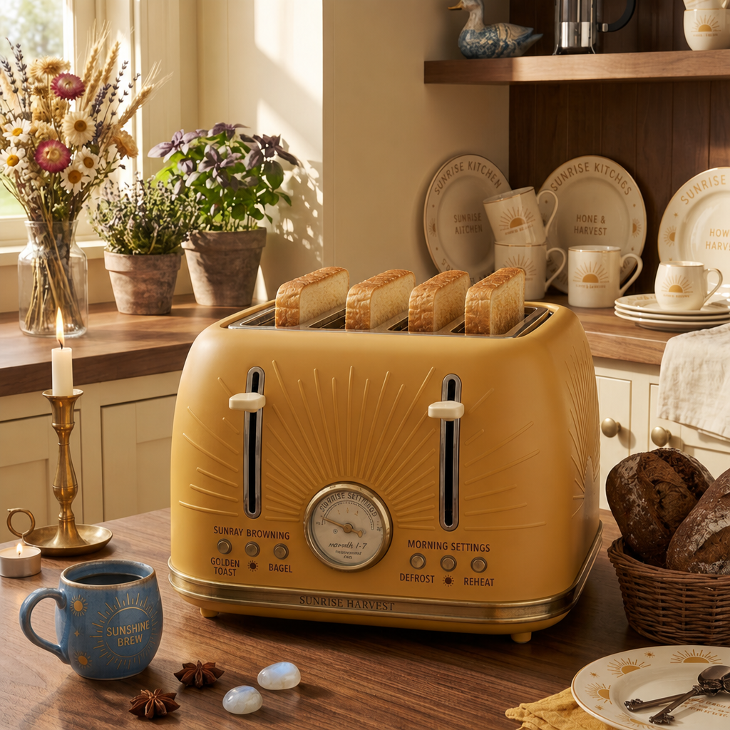 Celestial 4-Slice Toaster – Whimsical Moon & Star Kitchen Appliance for Dreamy Homes
