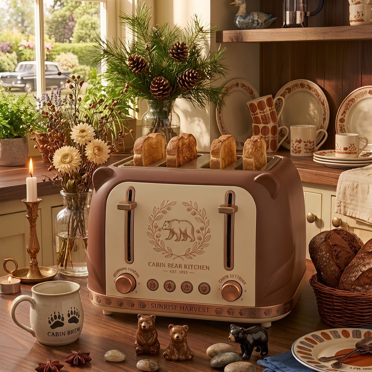 Farmhouse 4-Slice Toaster – Charming Animal Kitchen Appliance for Rustic Country Homes