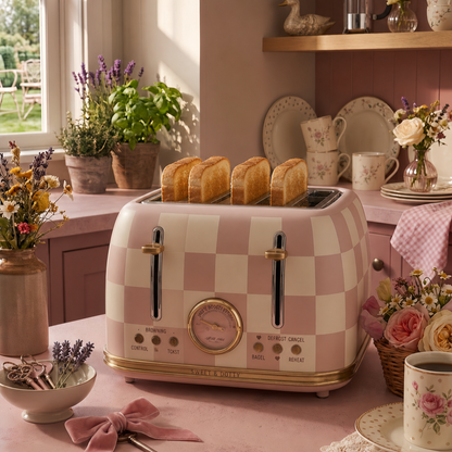 Pink 4-Slice Toaster – Cute Retro Kitchen Appliance for Aesthetic Home Decor