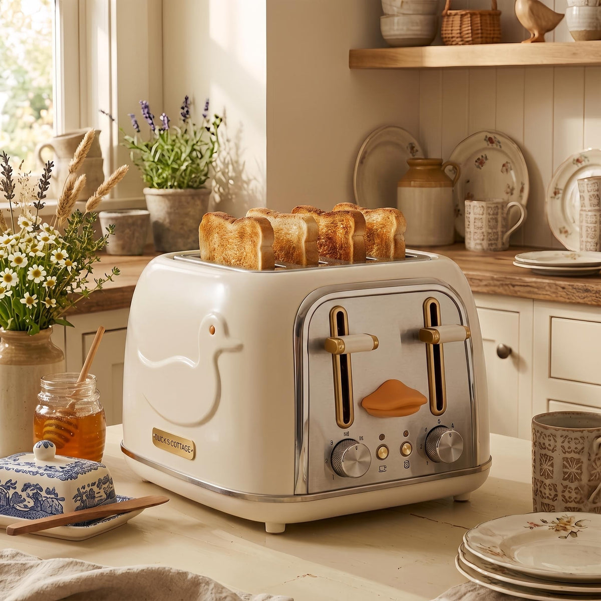 Farmhouse 4-Slice Toaster – Charming Animal Kitchen Appliance for Rustic Country Homes