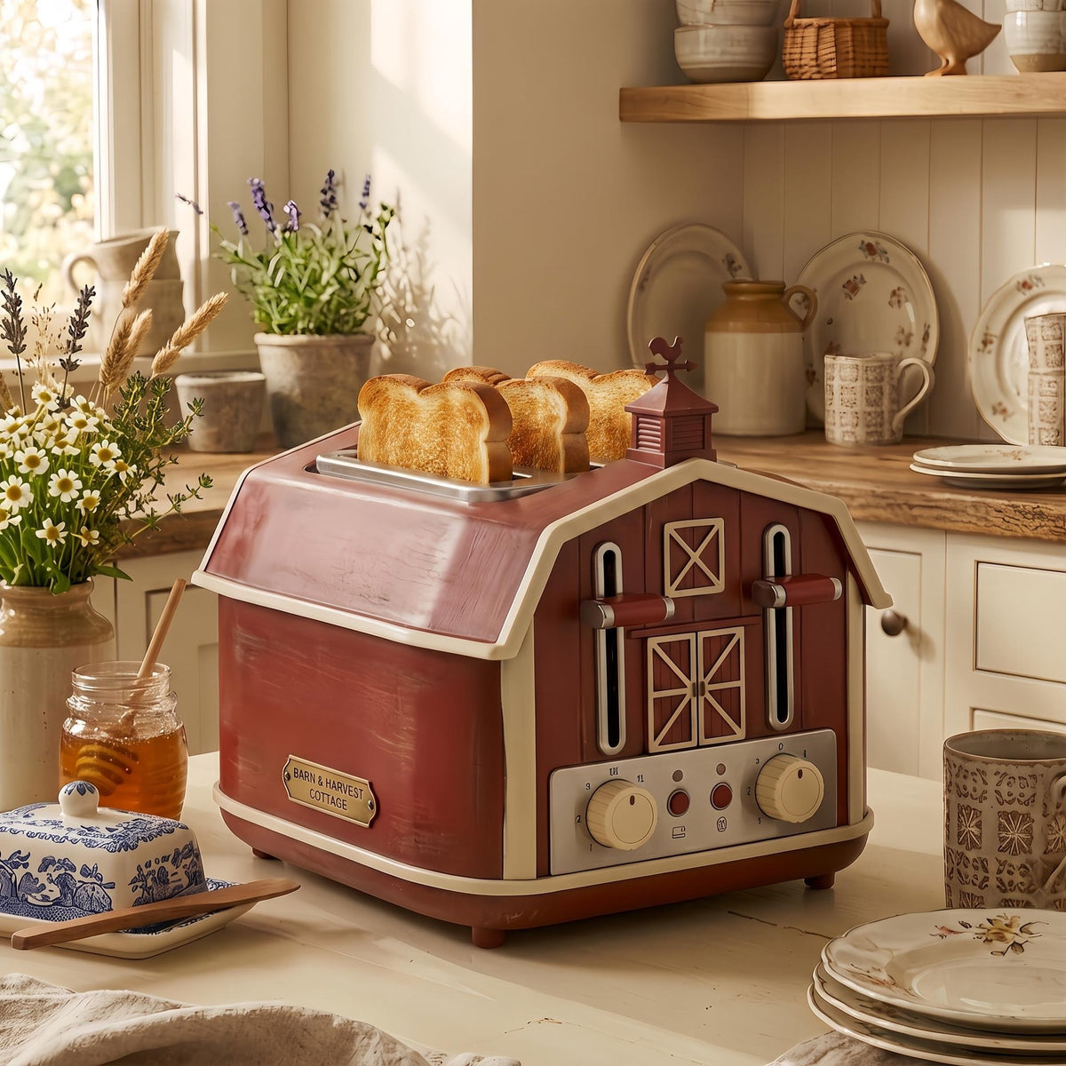 Farmhouse 4-Slice Toaster – Charming Animal Kitchen Appliance for Rustic Country Homes