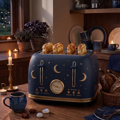 Celestial 4-Slice Toaster – Whimsical Moon & Star Kitchen Appliance for Dreamy Homes