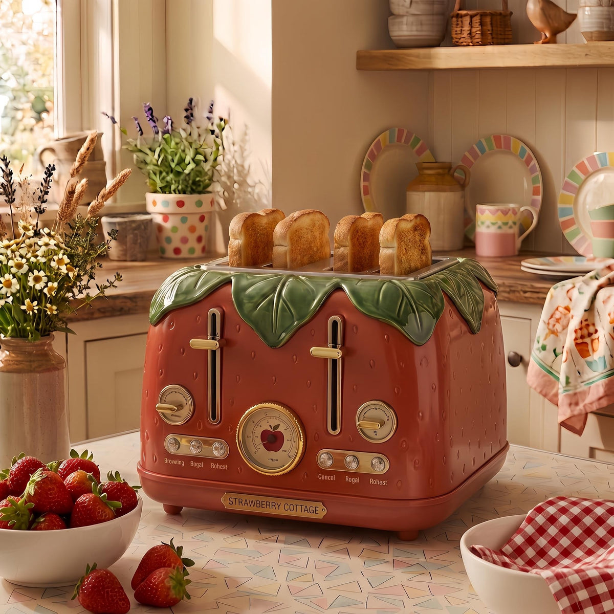 Food-Inspired 4-Slice Toaster – Cute Novelty Kitchen Appliance for Fun Breakfasts