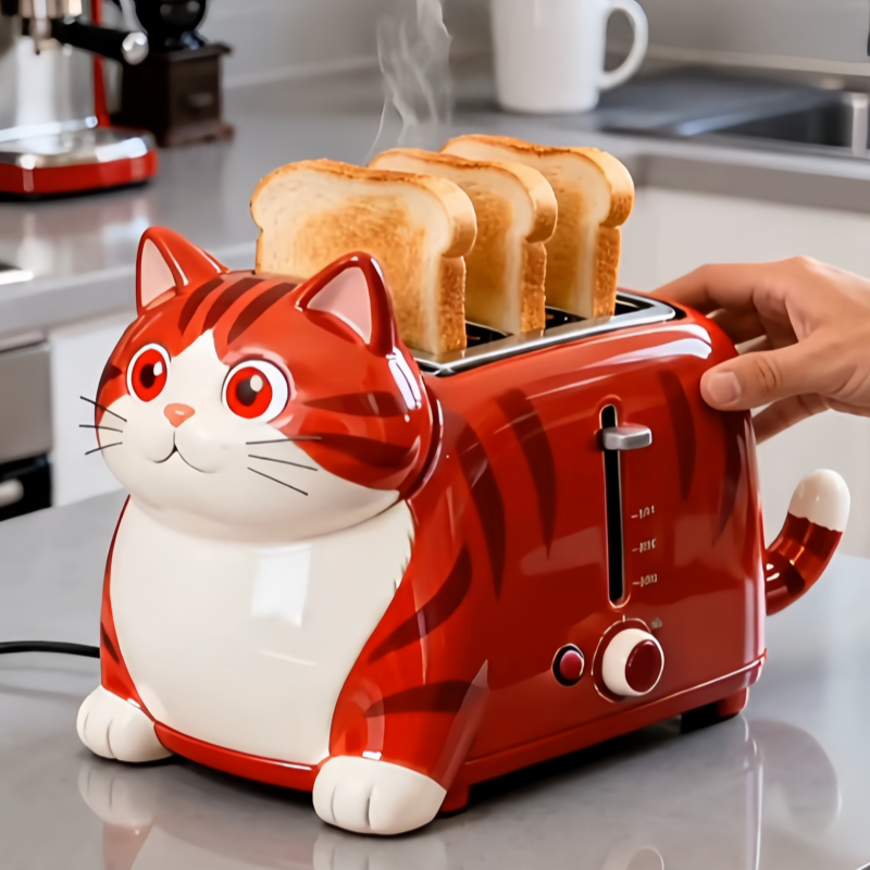 Cute Tabby Cat Toaster – Adorable Aesthetic Kitchen Appliance & Unique Gift for Cat Lovers