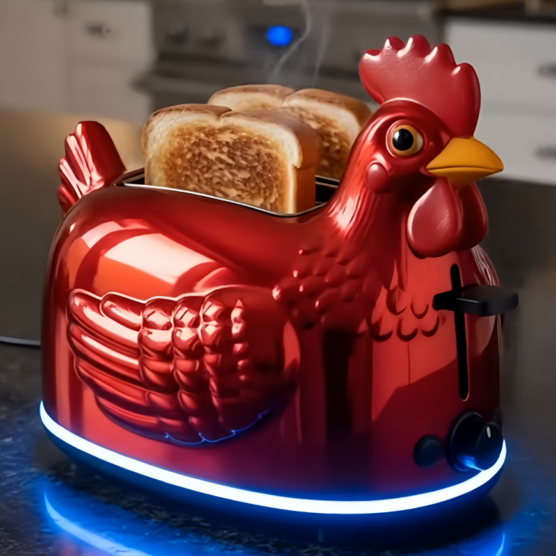 Retro Chicken Toaster – Cute Rooster Kitchen Appliance, Aesthetic Breakfast Maker & Unique Gift for Chicken Lovers