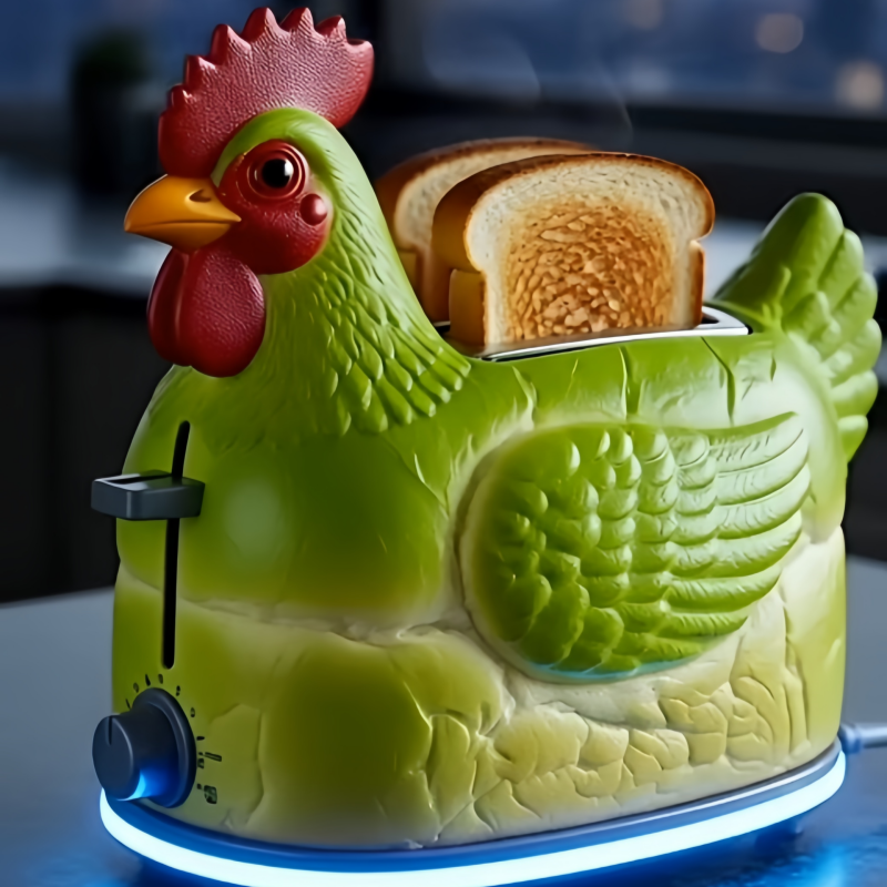 Retro Chicken Toaster – Cute Rooster Kitchen Appliance, Aesthetic Breakfast Maker & Unique Gift for Chicken Lovers