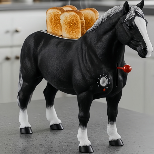 Vintage Horse-Shaped 4-Slice Toaster – Whimsical Kitchen Appliance & Unique Gift for Horse Lovers