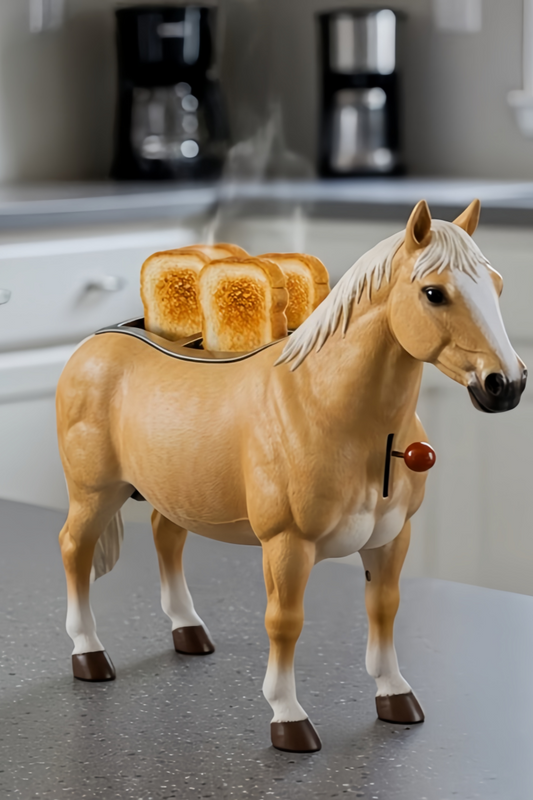 Vintage Horse-Shaped 4-Slice Toaster – Whimsical Kitchen Appliance & Unique Gift for Horse Lovers