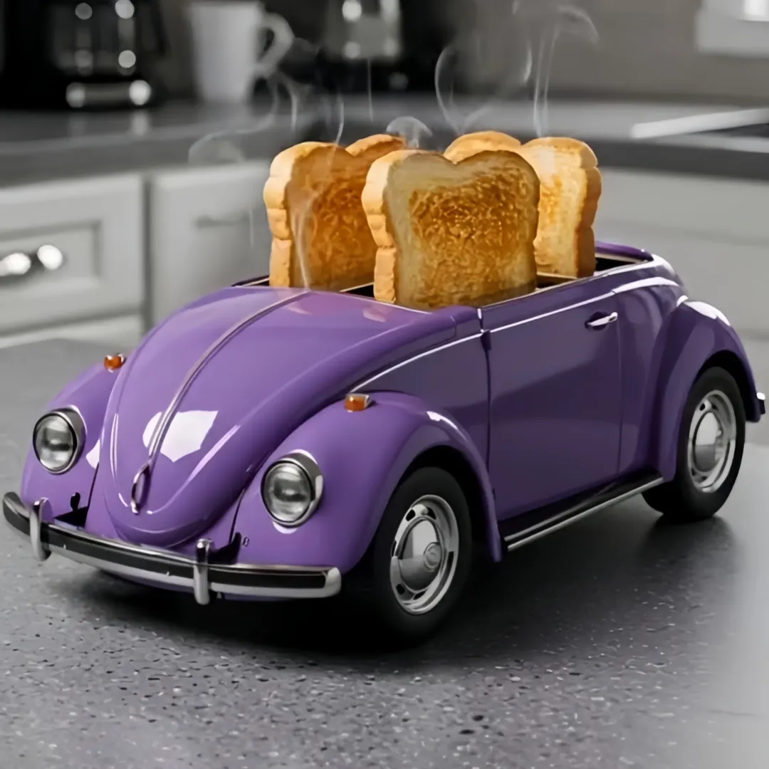 Creative 4-Slice Toaster – Retro Car Designs for Fun Breakfasts & Unique Kitchen Decor